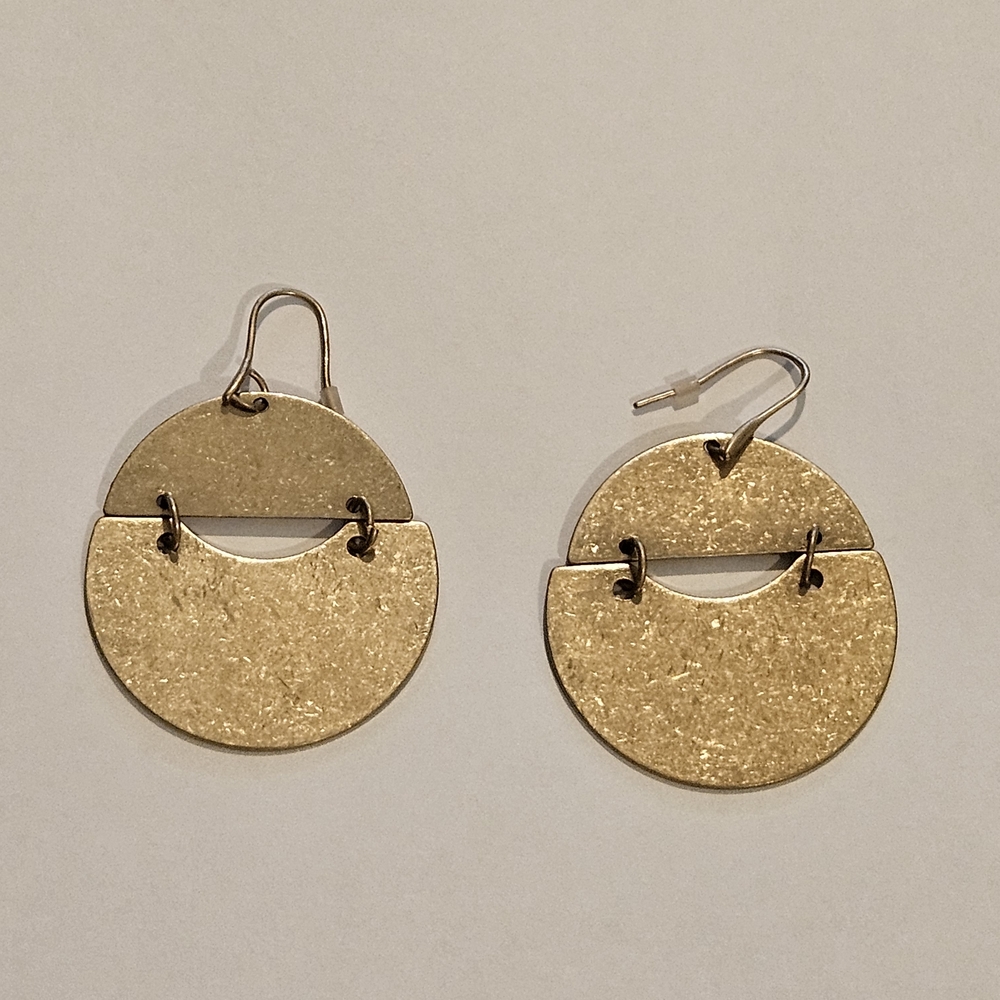 NEW Gold Earrings Metallic Minimalist Retro 70s Bohemian Neutral Avant Garde - Picture 2 of 5